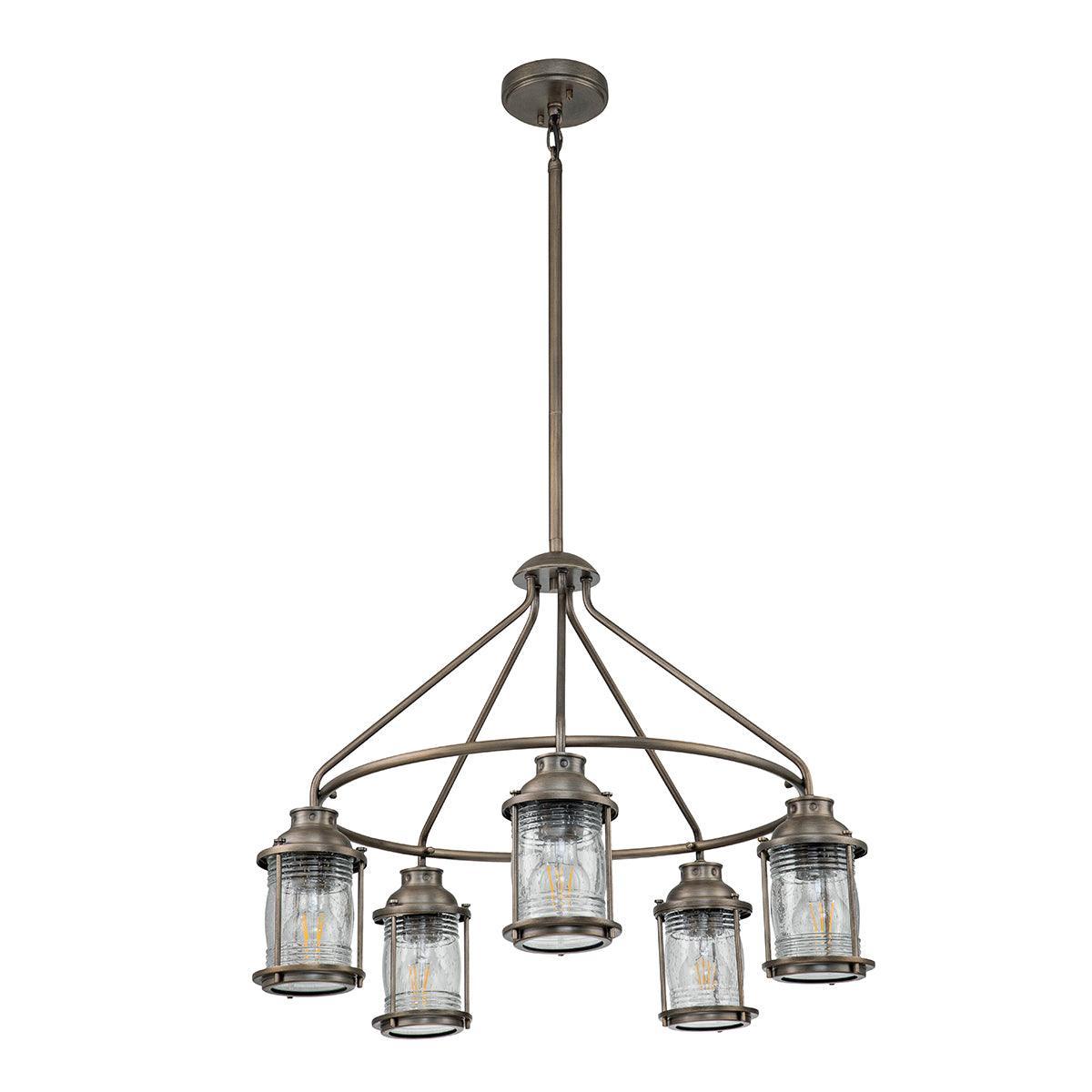 kichler ashland bay 5 light outdoor bronze chandelier Close Up