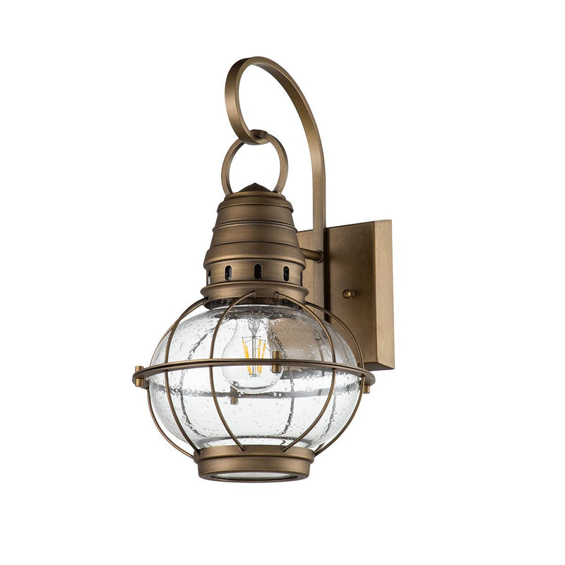 Kichler Bridgepoint 1 Light Medium Brass Outdoor Wall Lantern Close Up Image