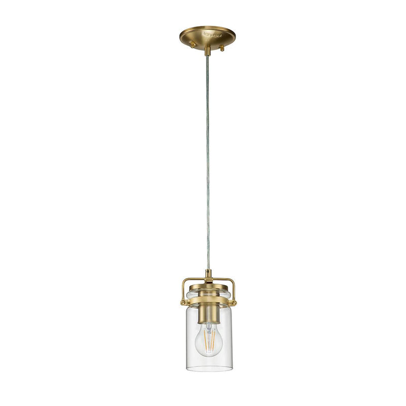 Kichler Brindley 1 Light Brass Mini Pendant - Glass Shade