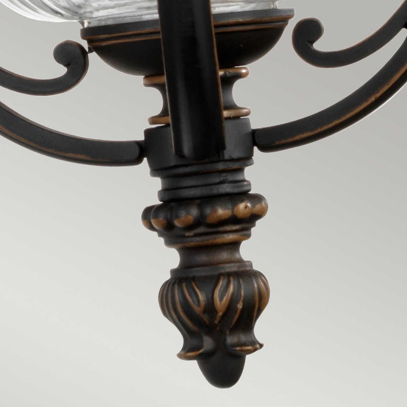 Elstead Luverne Rubbed Bronze Finish Medium Outdoor Wall Lantern exterior fitting close up