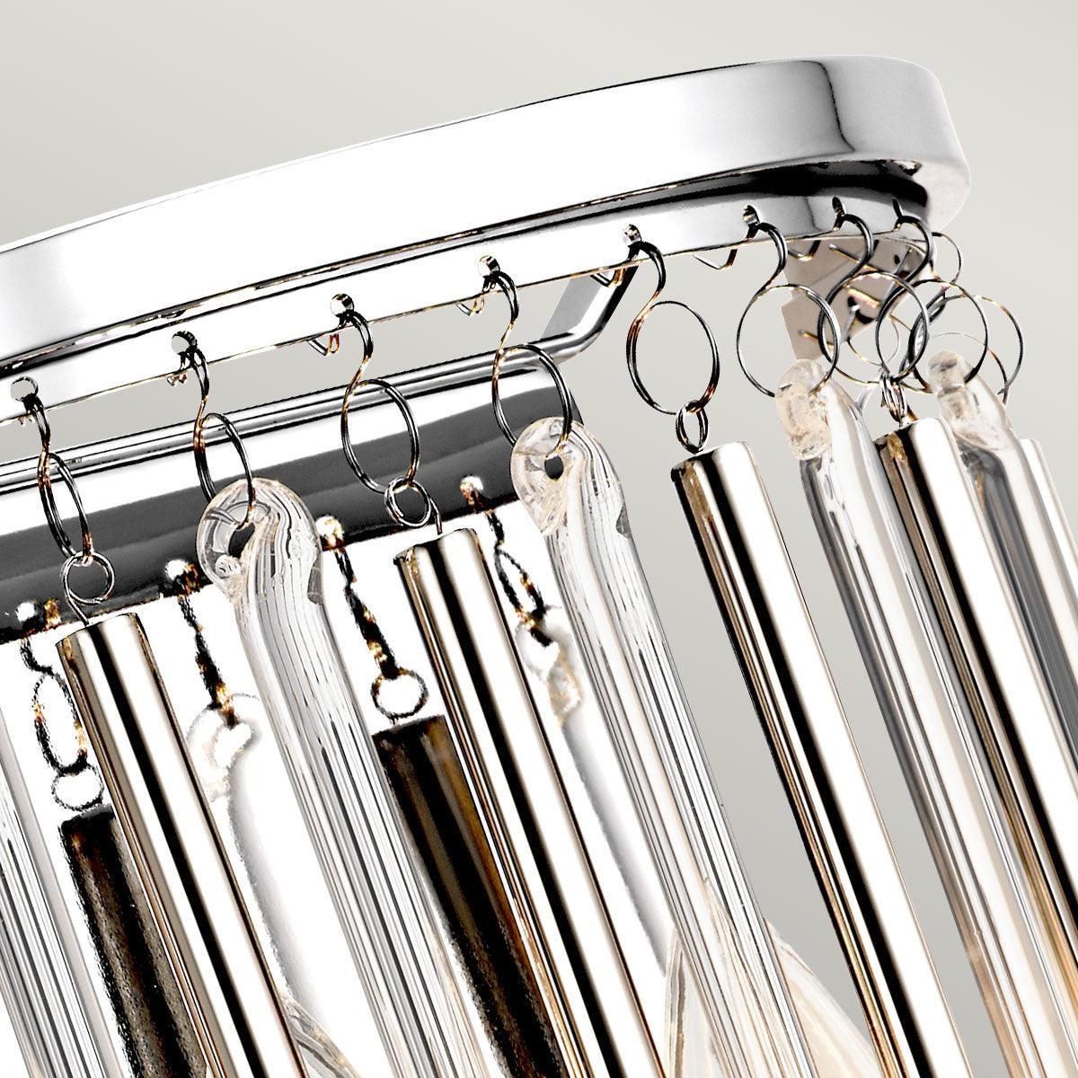 kichler piper 2 light chrome wall light glass rods drops IP rating image