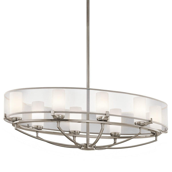 Kichler Saldana 8 Light Oval Pewter Chandelier Ceiling-Elstead Lighting-1-Tiffany Lighting Direct