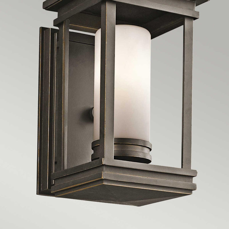 Kichler South Hope Small Outdoor Wall Light by exterior wall image close up