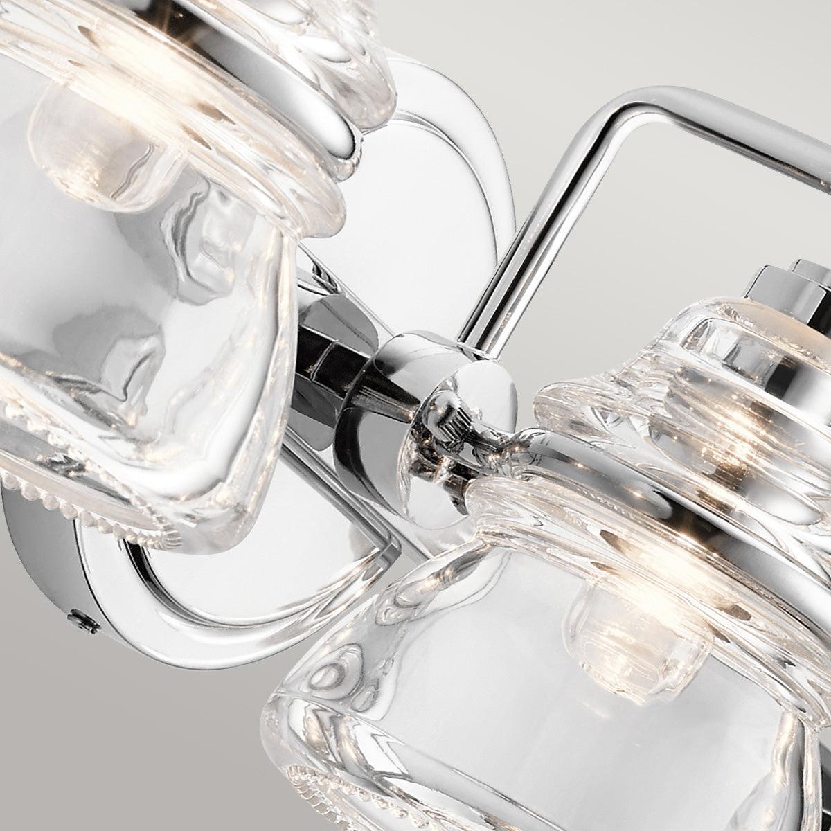 kichler talland 3 light chrome bathroom wall light Detailed Close Up