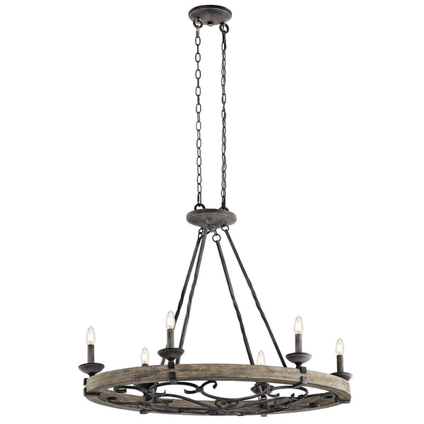 Kichler Taulbee 6 Light Oval Zinc Chandelier Ceiling Light-Elstead Lighting-1-Tiffany Lighting Direct