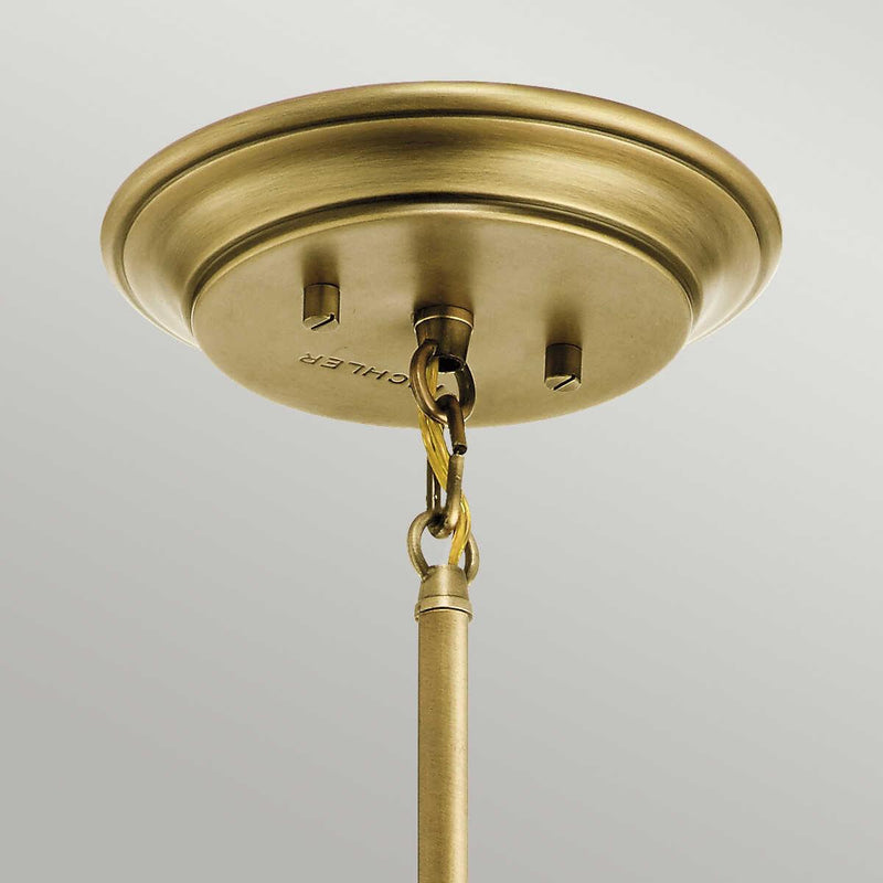 Kichler Waverly 1 Light Brass Mini Ceiling Pendant Light - 23cm