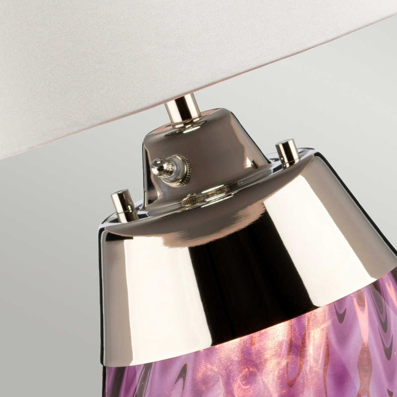 Lena 2 Light Small Plum Glass Table Lamp - Off-white Shade Elstead Lighting 2