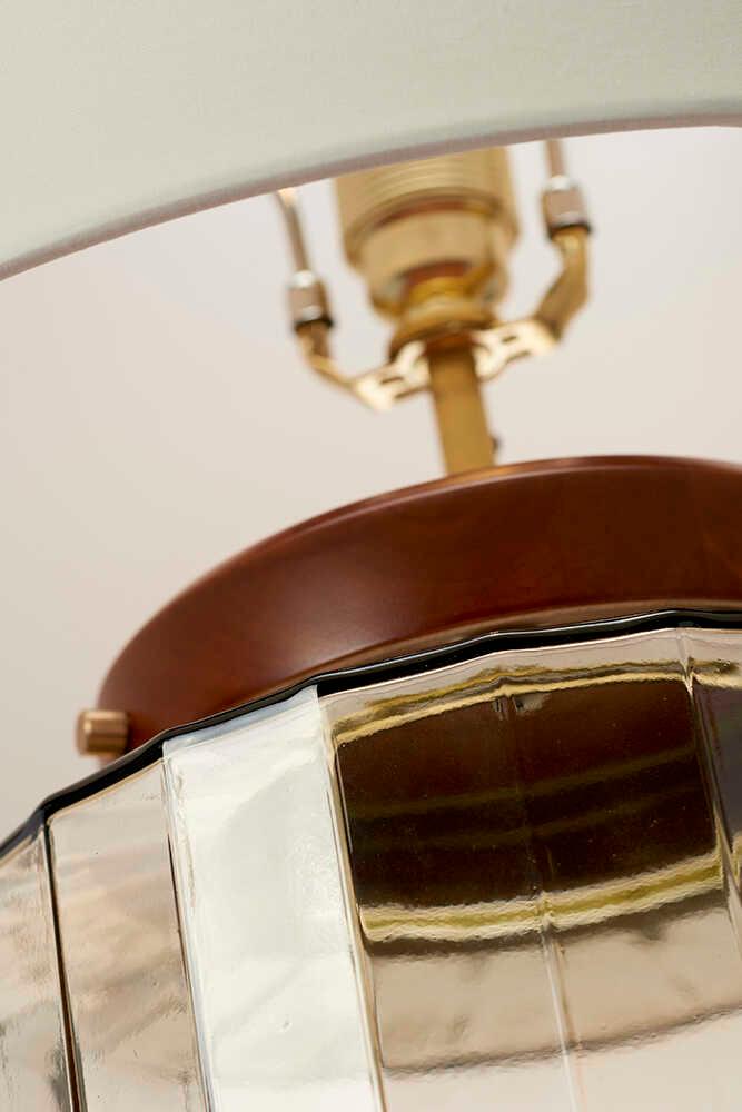 Luga Brass & Smoke Glass Table Lamp Elstead Lighting 2