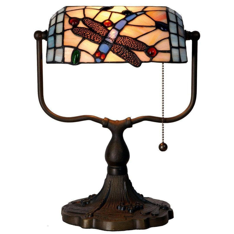 Medium Tiffany Lamps - Dragonfly Tiffany Bankers Lamp