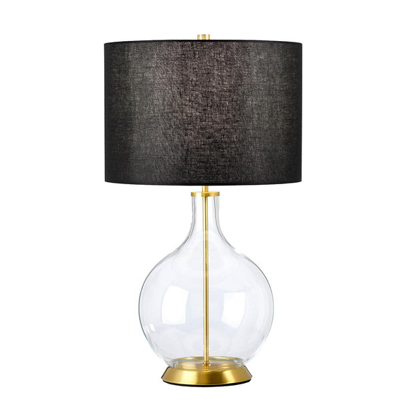 Elstead Orb 1 Light Brass Table Lamp - Black Shade