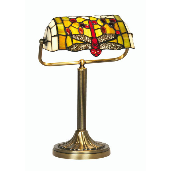 Oaks Lighting Dragonfly Bankers Tiffany Table Lamp