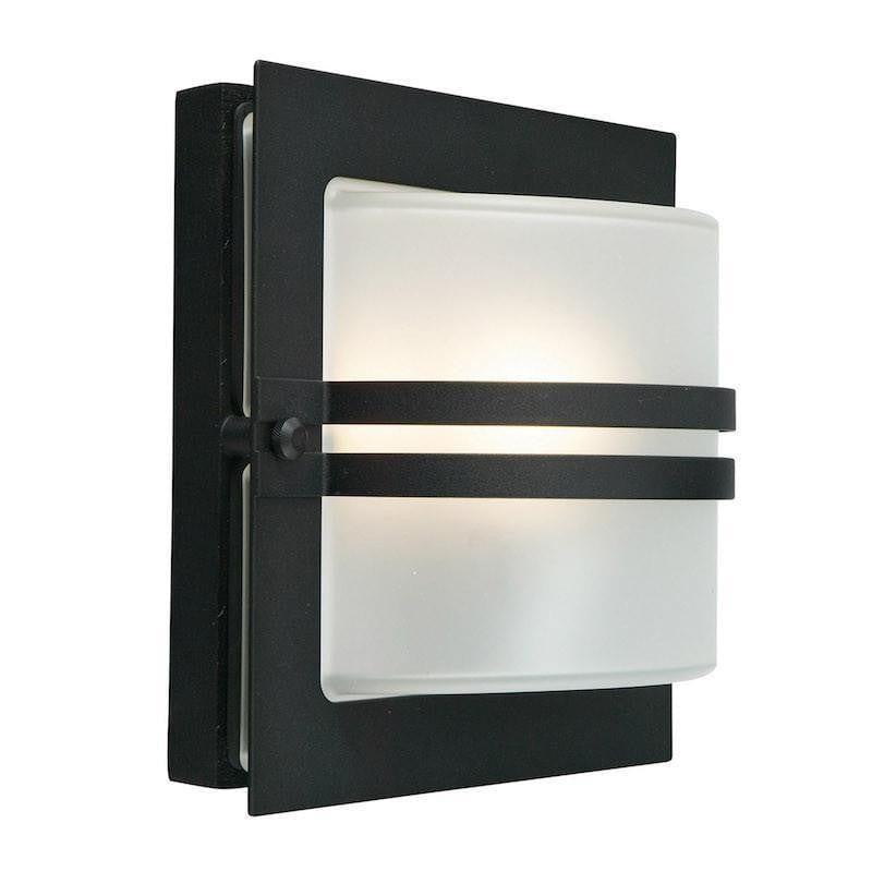 Elstead Bern Black And Frosted Glass Outdoor Wall Light