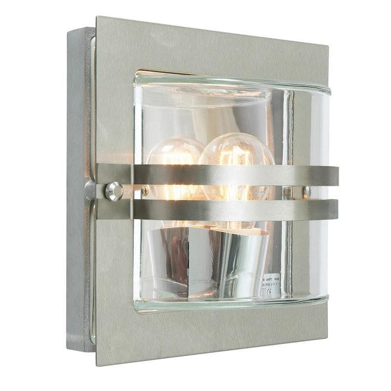 Elstead Bern Stainless Steel And Clear Glass Outdoor Wall Light