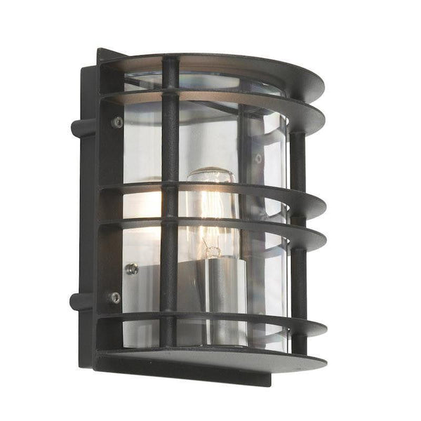 Elstead Stockholm Black With Clear Glass Outdoor Flush Wall Light