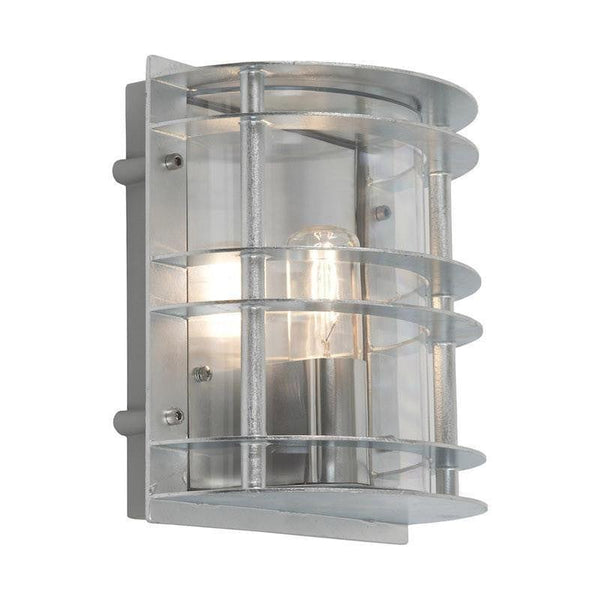 Elstead Stockholm Galvanised Steel With Clear Glass Outdoor Flush Wall Light