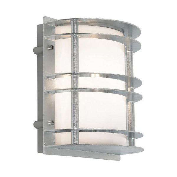 Elstead Stockholm Galvanised Steel With Opal Glass Outdoor Flush Wall Light