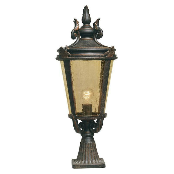 Elstead Baltimore Weathered Bronze Finish Large Outdoor Pedestal Lantern