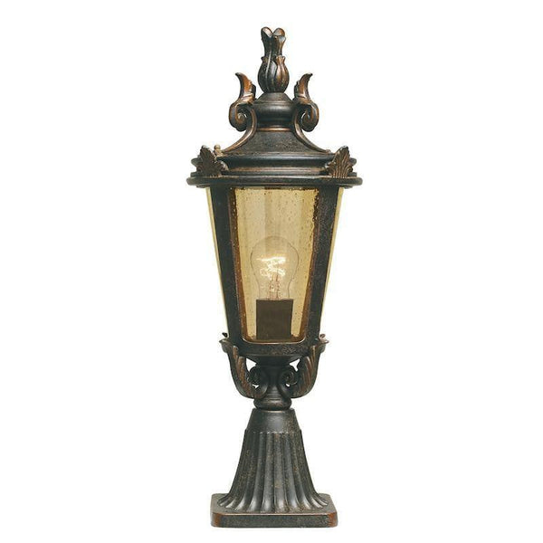 Elstead Baltimore Weathered Bronze Finish Medium Outdoor Pedestal Lantern