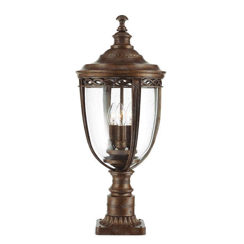 Elstead English Bridle British Bronze Finish Large Outdoor Pedestal Lantern