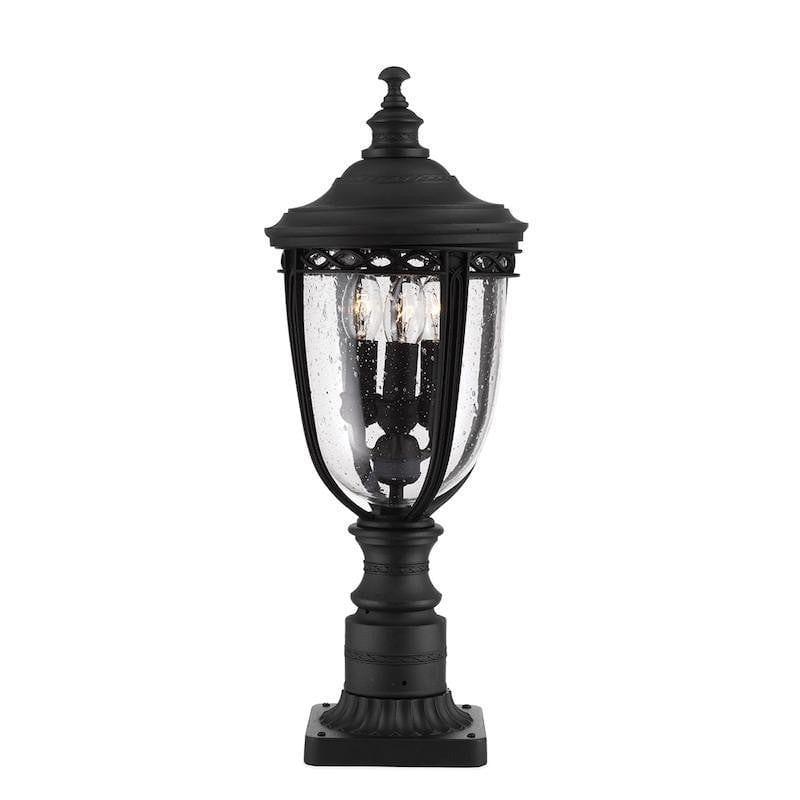 Elstead English Bridle Black Finish Medium Outdoor Pedestal Lantern