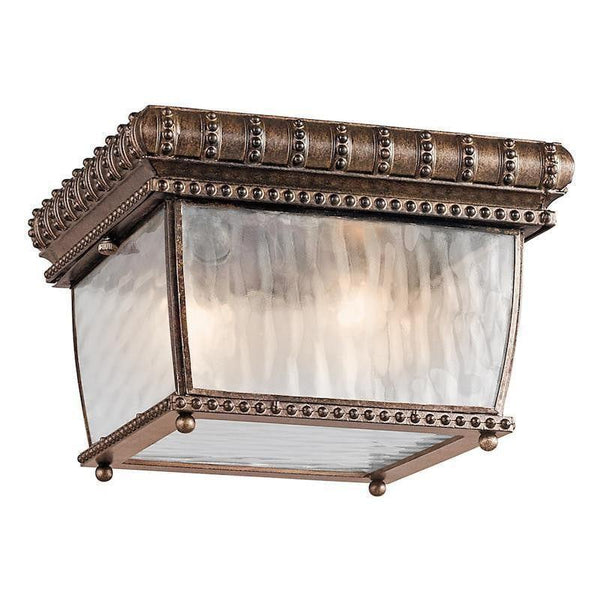 Elstead Venetian Rain Brushed Bronze Outdoor Flush Ceiling Lantern