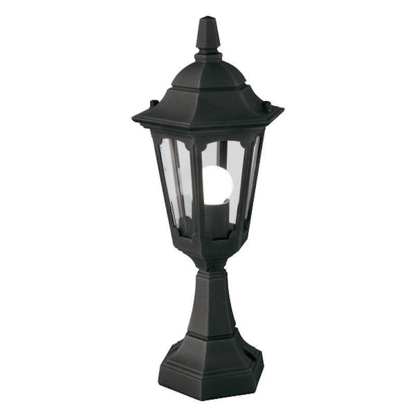Elstead Parish Black Finish Outdoor Mini Pedestal Lantern