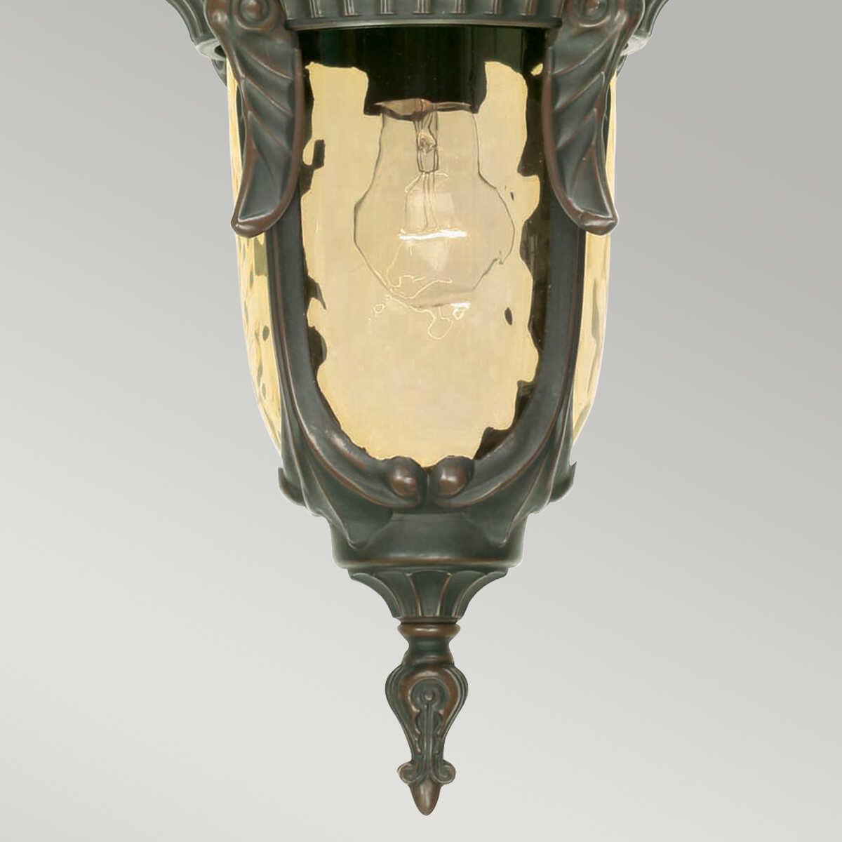 elstead philadelphia old bronze finish medium outdoor pendant lantern Close Up LED Bulb