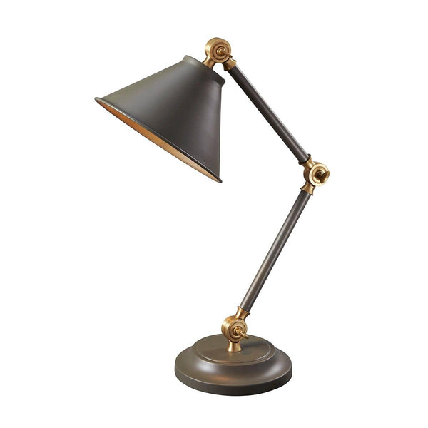 Provence Element 1 Light Grey & Aged Brass Mini Table Lamp Elstead Lighting 1