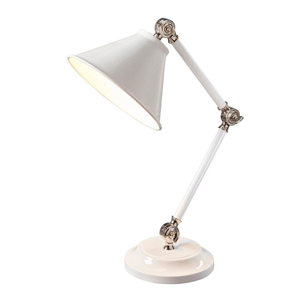 Provence Element 1 Light White & Polished Nickel Table Lamp Elstead Lighting 1 