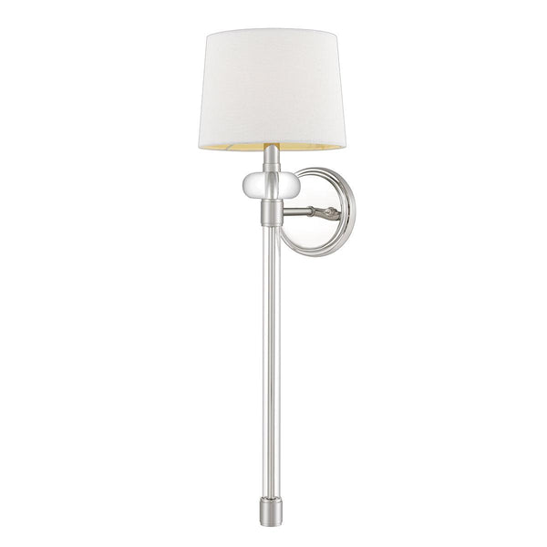Quoizel Barbour 1 Light Nickel Wall Light - White Shade