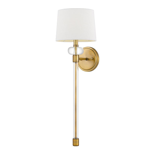 Quoizel Barbour 1 Light Brass Wall Light - White Shade image 1
