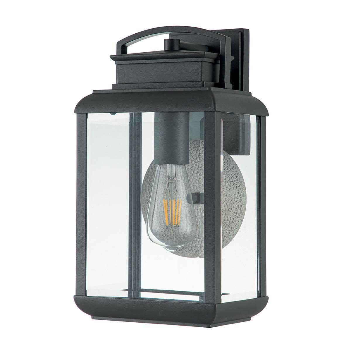 quoizel byron 1 light medium pewter outdoor wall lantern Close Up LED Bulb