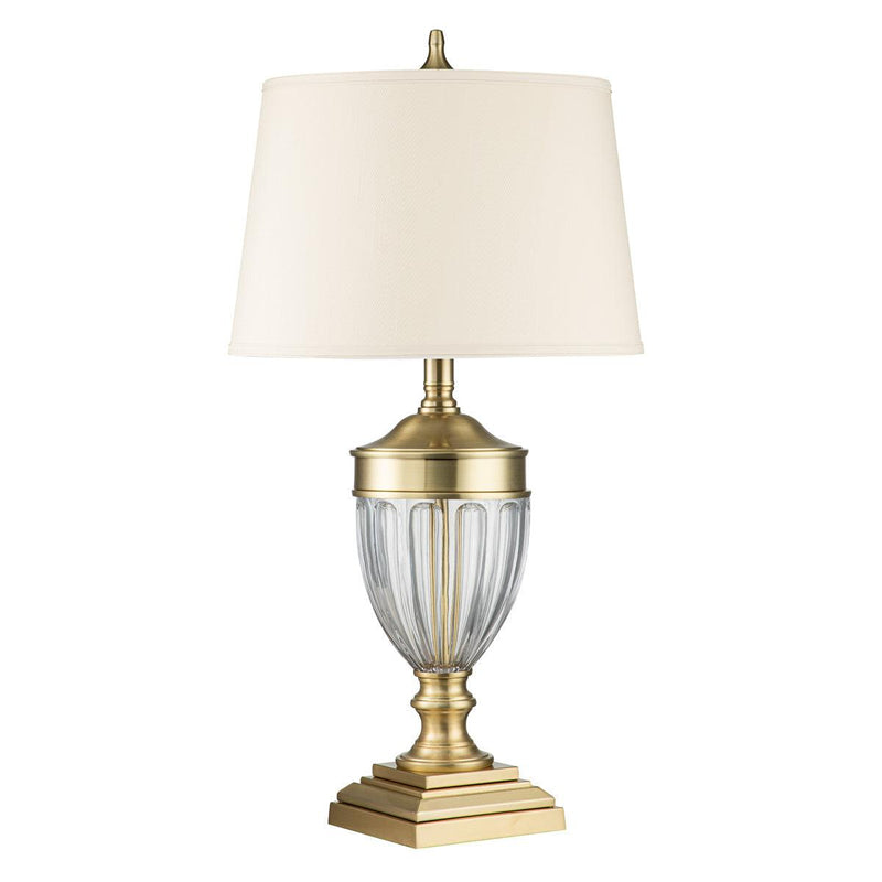Quoizel Dennison Brass Table Lamp With Cream Shade