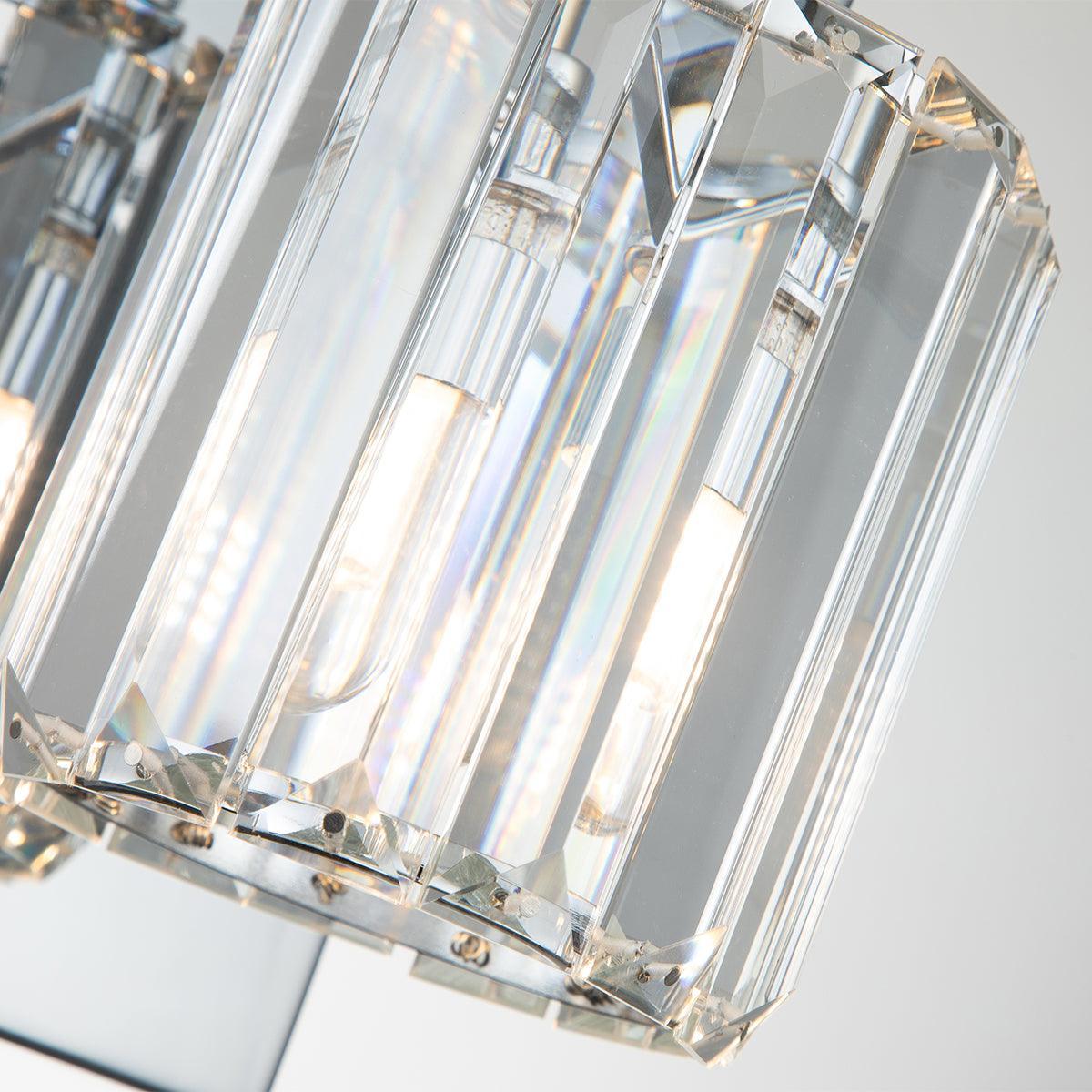 quoizel divine chrome bathroom wall light crystal glass Detailed Close Up