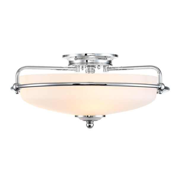 Quoizel Griffin 3 Light Frosted Glass Chrome Ceiling Flush Living room Image