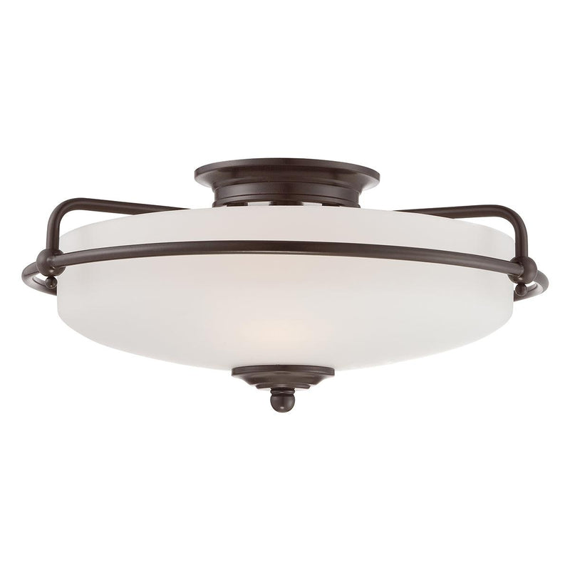Quoizel Griffin 3 Light Frosted Glass Bronze Flush Mount Image 1
