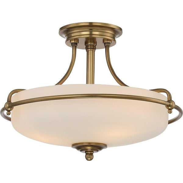 Quoizel Griffin 3 Light Semi-Flush Brass Ceiling Light Image 1