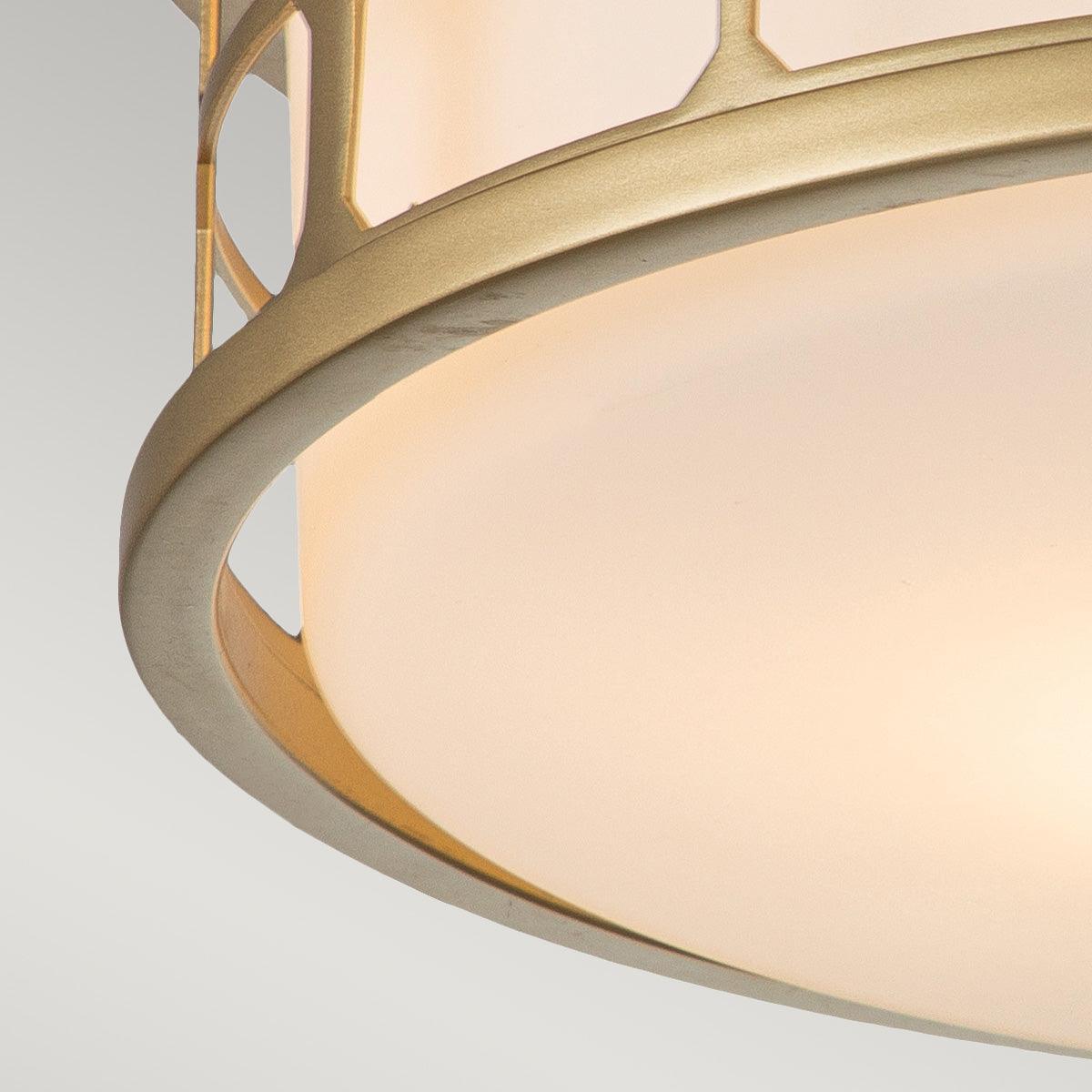 quoizel guardian 2 light brass bathroom flush mount Close Up