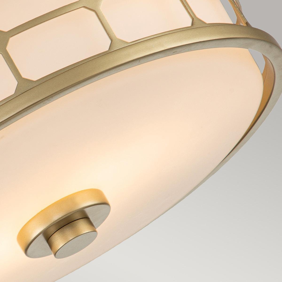 quoizel guardian 2 light brass bathroom flush mount Detailed Close Up