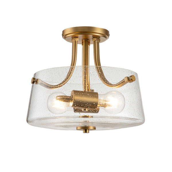 Quoizel Hollister 2 Light Brass Ceiling Semi-flush Mount Image 1