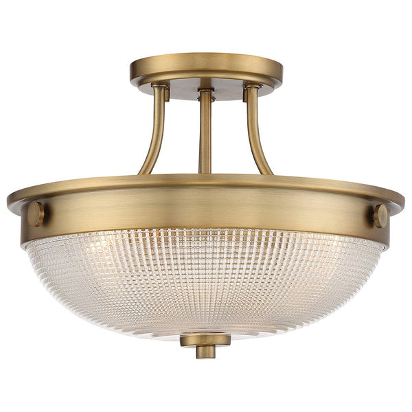 Quoizel Mantle 2 Light Semi-Flush Brass Ceiling Light Image 1