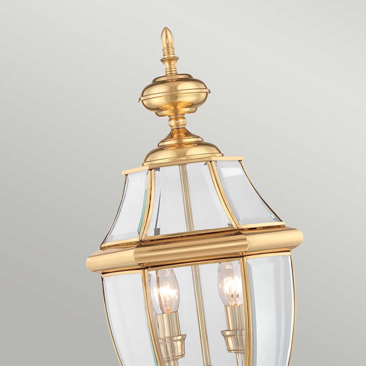 quoizel newbury 2 lt polished brass outdoor pedestal light Close Up