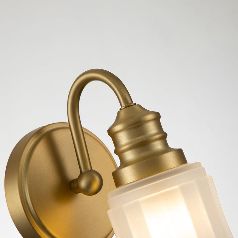 Quoizel Swell 1 Light Brass Bathroom Wall Light Close Up Image