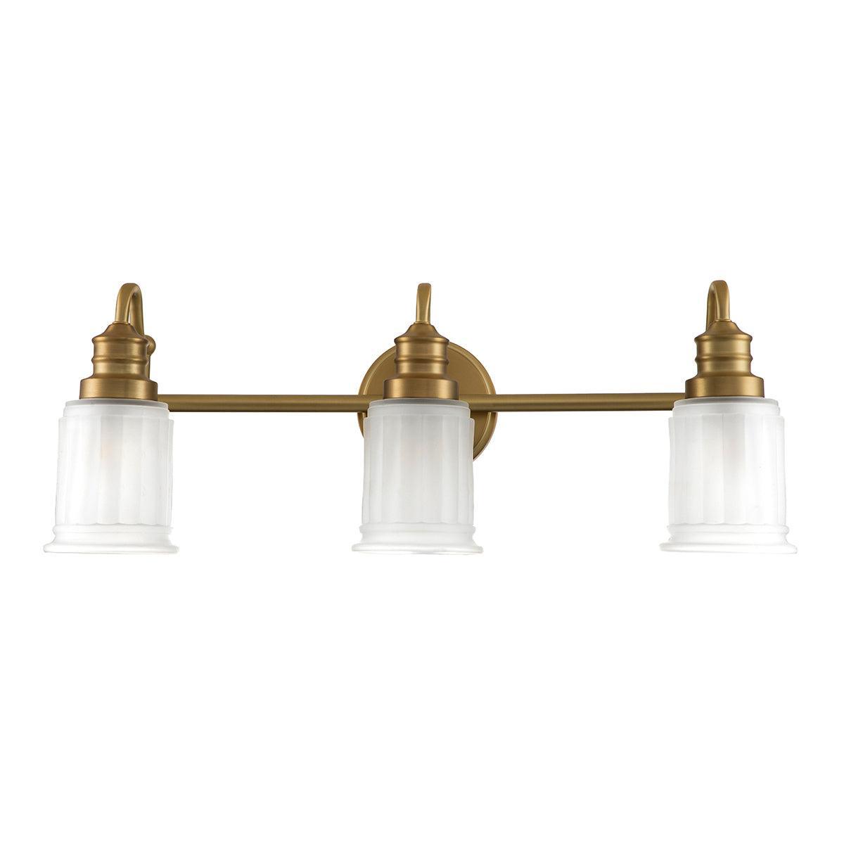 Quoizel Swell 3 Light Brass Bathroom Wall Light  Living Room Close Up