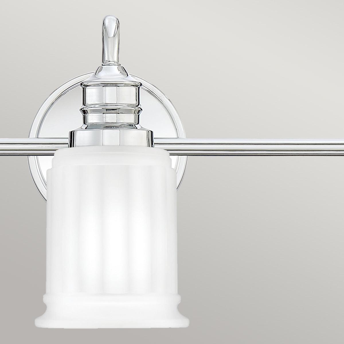 quoizel swell 3 light chrome bathroom wall light Close Up