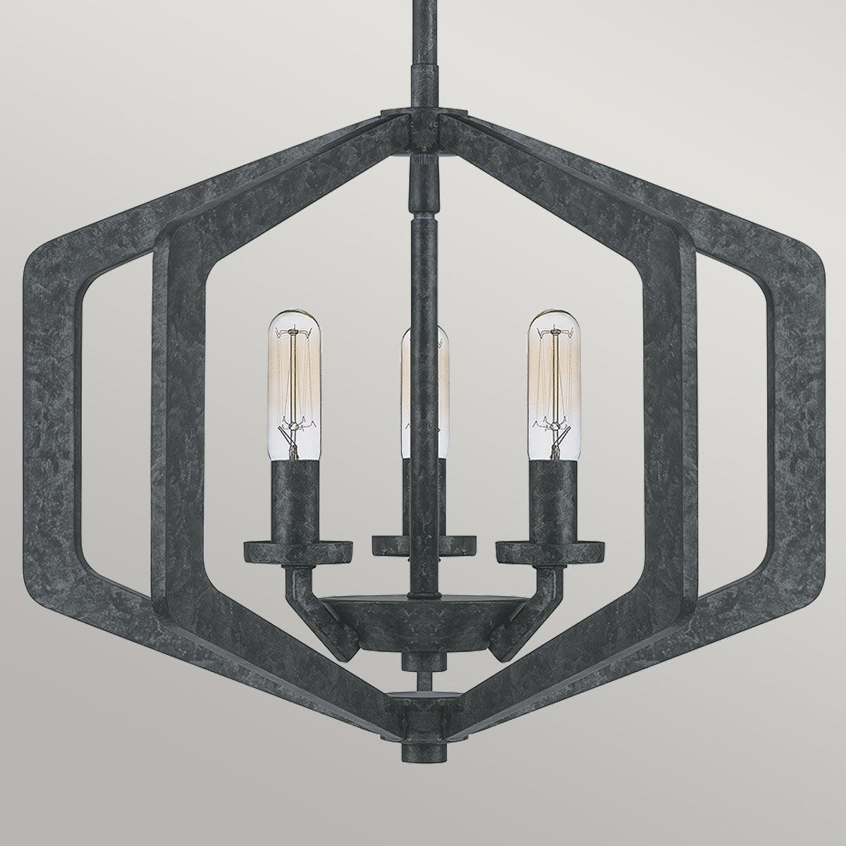 Quoizel Vanguard 3 Light Black Pendant-Ceiling Pendant Lights-Elstead Lighting-2-Tiffany Lighting Direct
