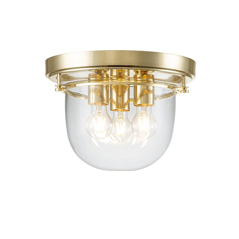 Quoizel Whistling 3 Light Polished Brass Bathroom Flush Mount image 1