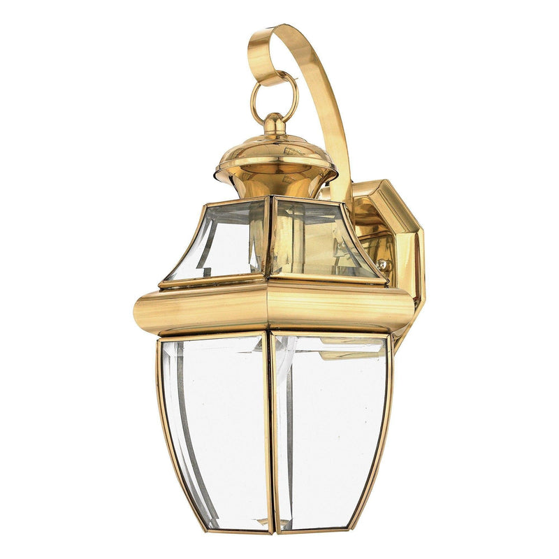 Elstead Newbury Polished Brass Medium Outdoor Wall Lantern 1