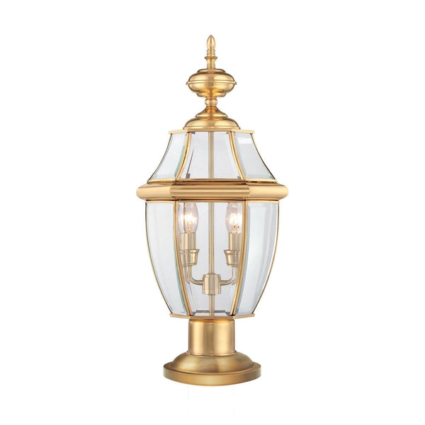 Elstead Newbury Polished Brass Outdoor Pedestal Lantern
