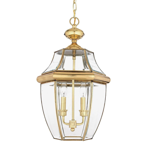Elstead Newbury Polished Brass Large Outdoor Pendant Lantern